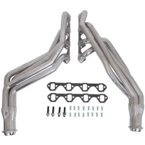 1994-1995 MUSTANG 5.0L 1-5/8 LONG TUBE HEADERS (POLISHED SILVER CERAMIC) PLUS MATCHING HIGH FLOW SHORT MID X PIPE WITH CATALYTIC CONVERTERS