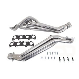 2011-2014 MUSTANG GT 1-3/4 LONG TUBE HEADERS (POLISHED SILVER CERAMIC) PLUS MATCHING SHORT MID PIPE WITH HIGH FLOW CATALYTIC CONVERTERS