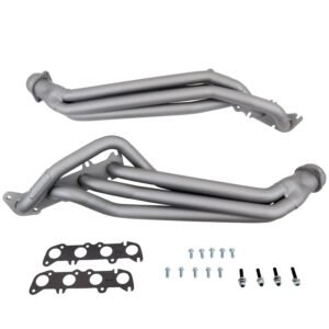 2011-2014 MUSTANG GT 1-3/4 LONG TUBE HEADERS (TITANIUM CERAMIC) PLUS MATCHING SHORT MID X PIPE WITH  HIGH FLOW CATALYTIC CONVERTERS