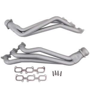 2011-2014 MUSTANG V6 1-3/4 LONG TUBE HEADERS (TITANIUM CERAMIC) PLUS MATCHING SHORT MID X PIPE WITH HIGH FLOW CATALYTIC CONVERTERS
